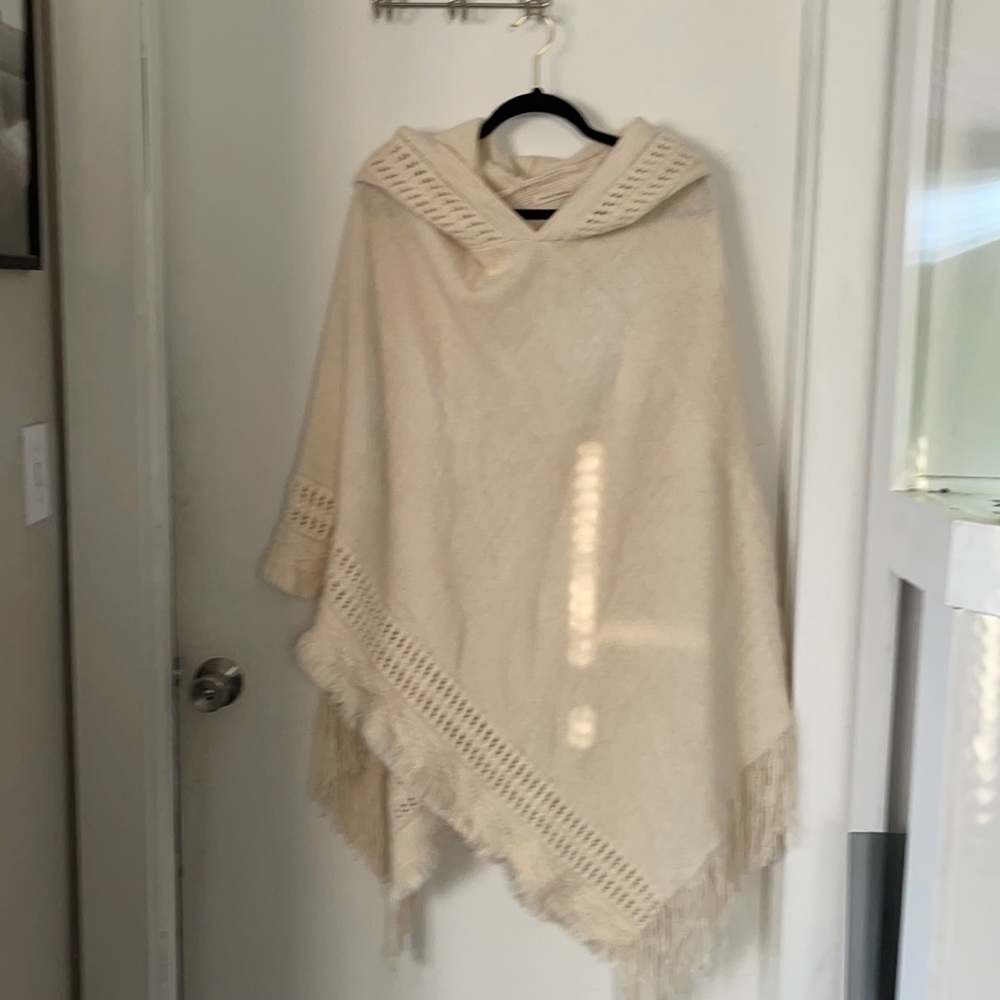 Cute hooded woven pancho